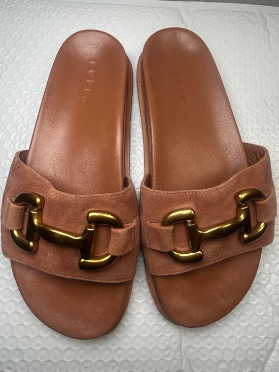Boden Shoes - Boden Womens Iris Snaffle Sandal Size 8 Brown Leather Gold Bit Strap Slide
